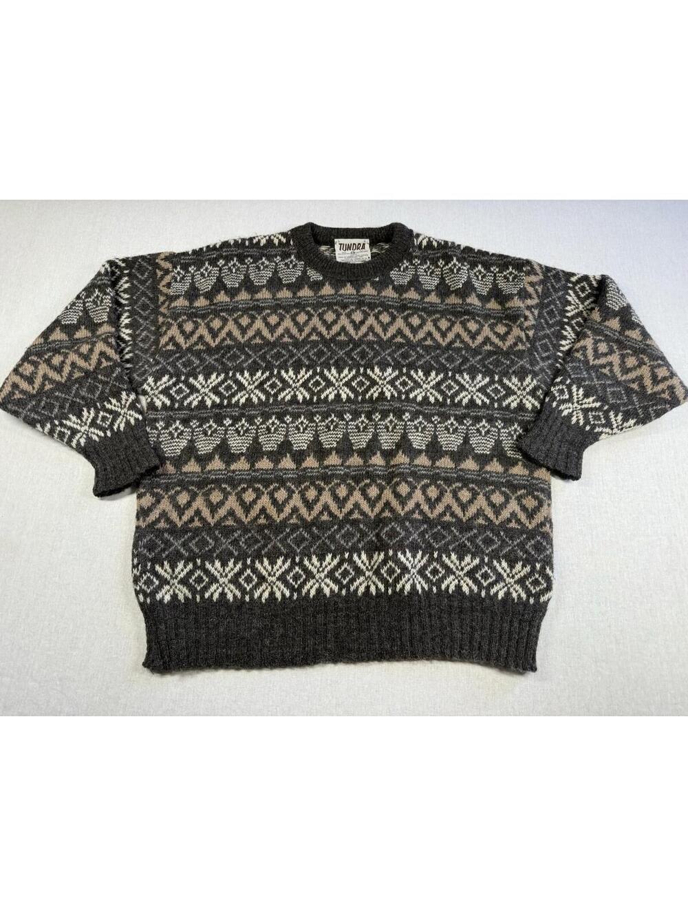 Vintage 90s Tundra Sweater Sz L Gray Coogi Style‎ Virgin Wool Grandpa Grunge